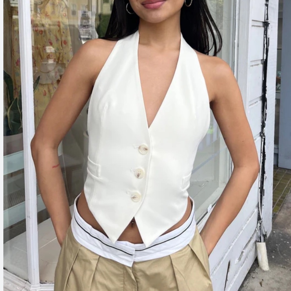 ShopEvelynne Cream Halter Vest